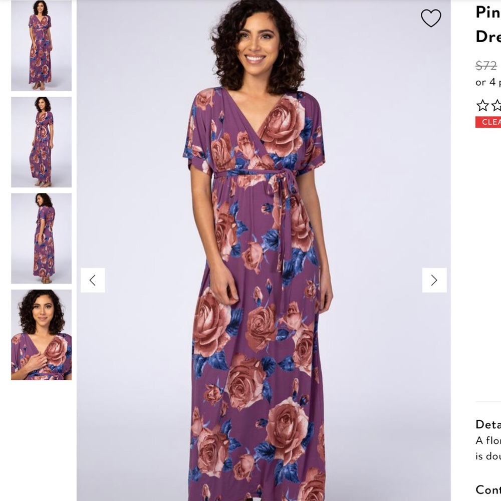 NWT PinkBlush Purple Short Sleeve Wrap Maxi Dress